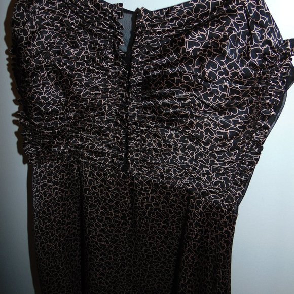 Jill Stuart Women's Black & Pink Hearts Spaghetti Strap Mesh Sheath Dress Sz S - Picture 9 of 9